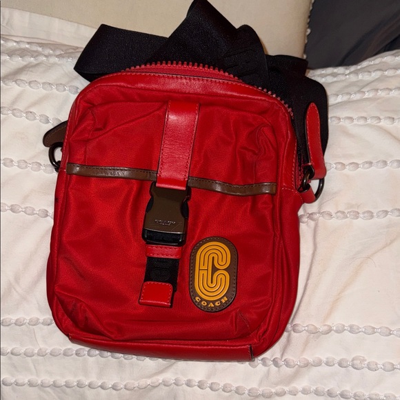 Coach Red Messenger Bag with Black Strap - Picture 1 of 11